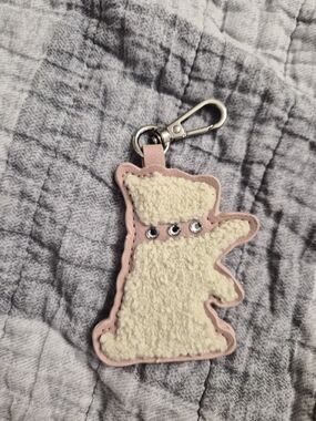 Juicy Plush Cream & Pink Dog Keychain Charm